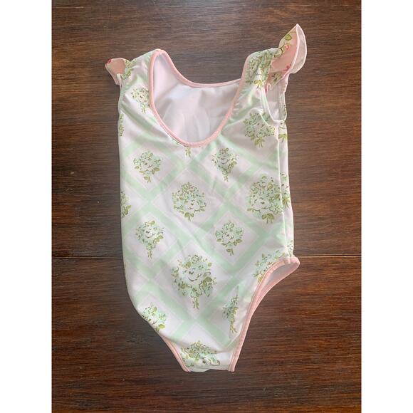 Sweet Honey Green Floral Swimsuit - Size 2T - Picture 2 of 5